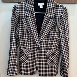Maeve Checkered Blazer in Black and Cream